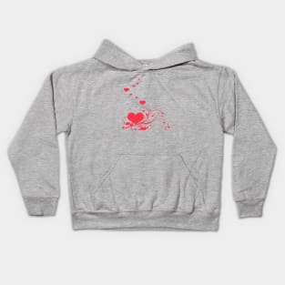 Red Hearts And Curlicue Leaves With Love Kids Hoodie